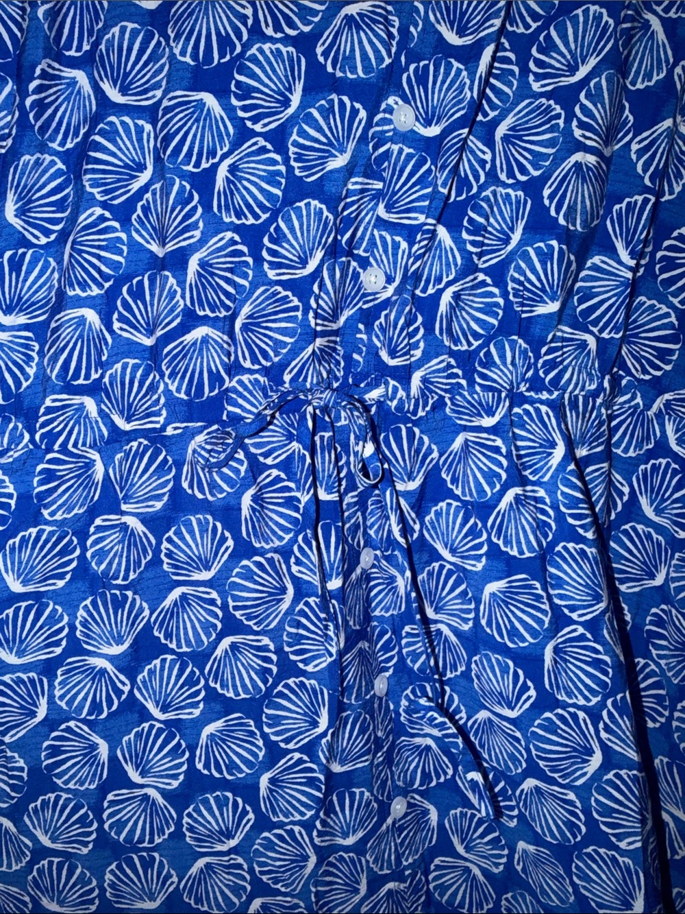 Sonoma Blue and White Shell-Print Midi Dress - Picture 3 of 8